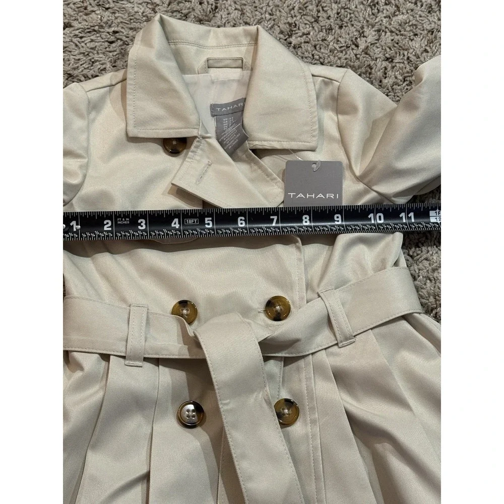 Tahari Kids Girls Trench Coat 2T Beige Belted‎ Double Breasted Classic Jacket